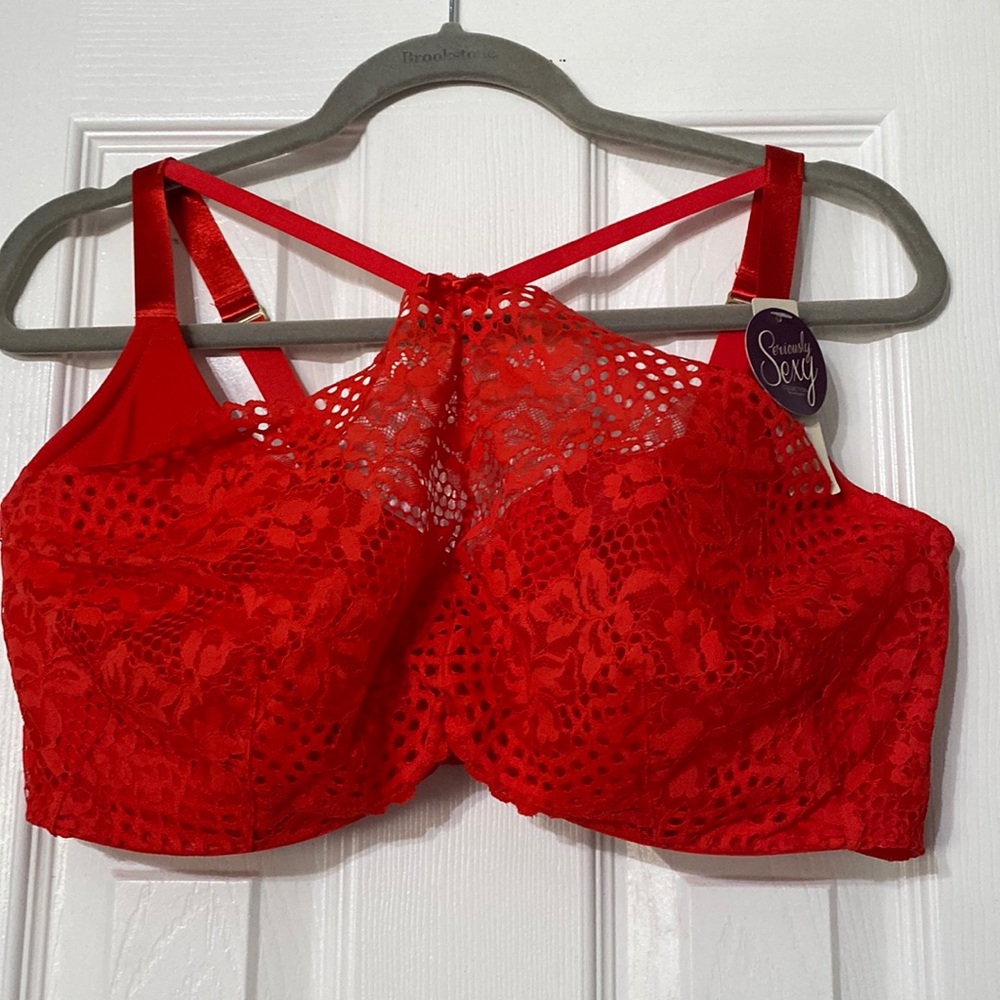 Red French balconette bra
